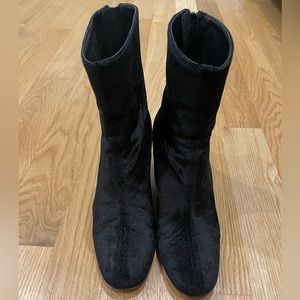 Black velvet booties